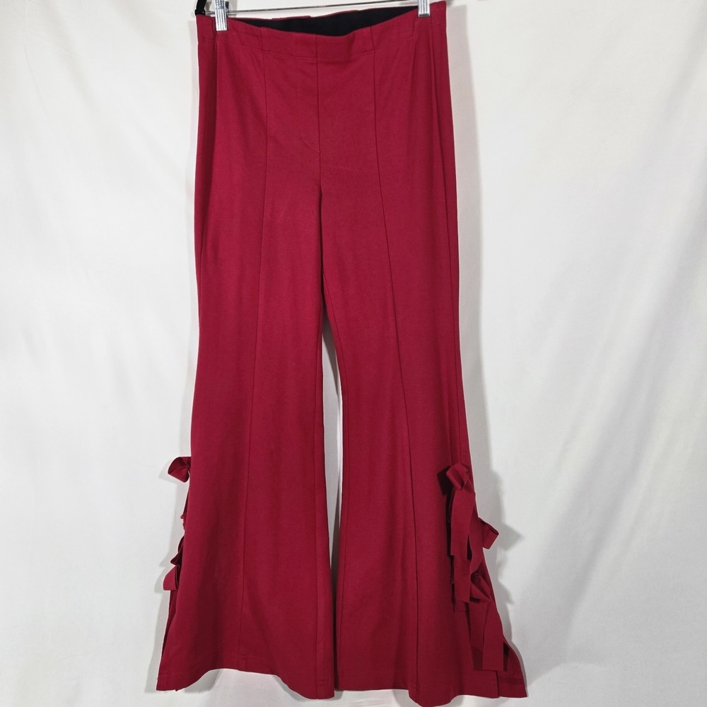 Common Sense Red Y2K style Flare Pants with Tied Bow Sides | Women's Size XL